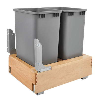 Rev-A-Shelf Double Pullout Bottom Mount Trash Cans 50 qt., Gray, 4WCBM-2150DM-2 - VMInnovations