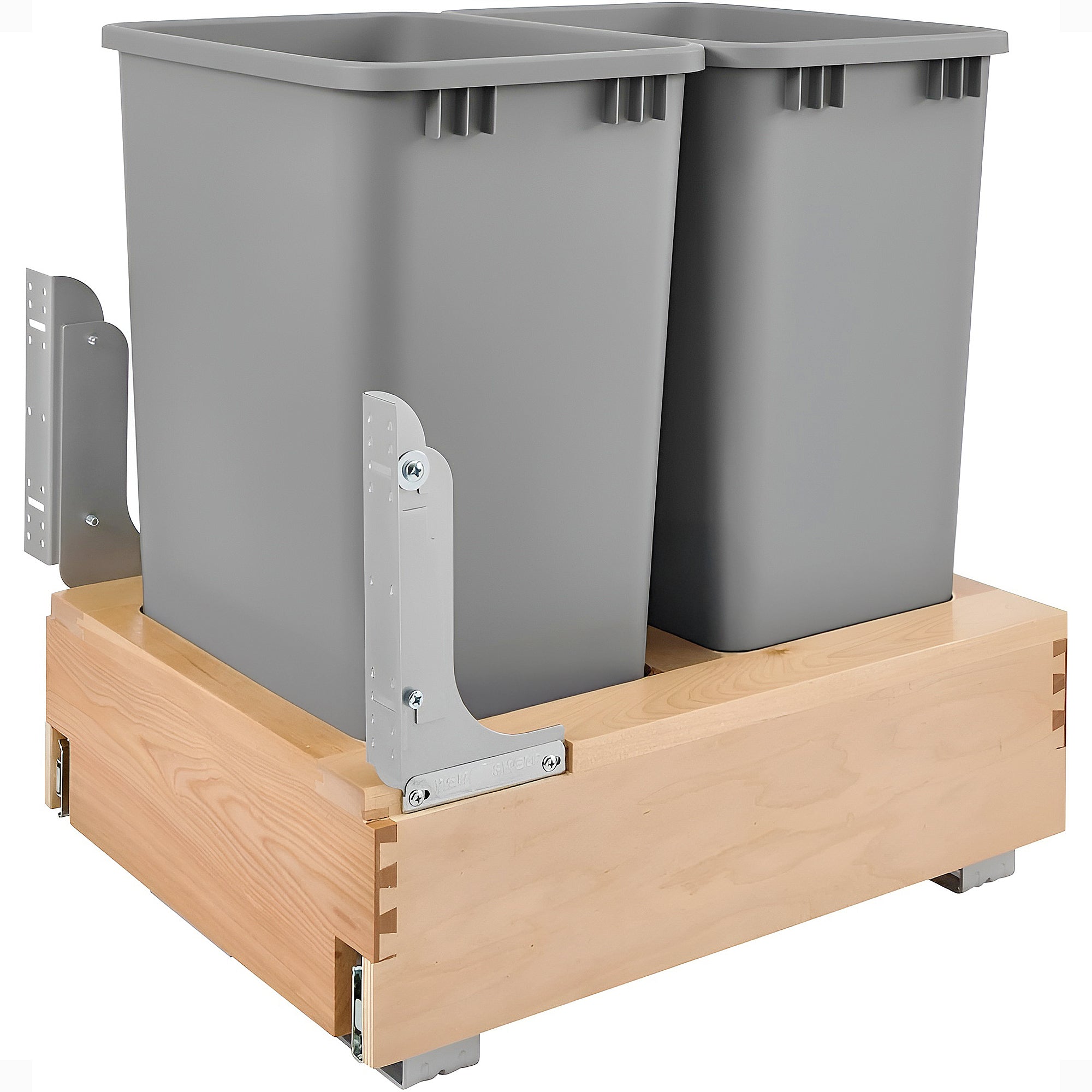 Rev-A-Shelf Double Pullout Bottom Mount Trash Cans 50 qt., Gray, 4WCBM-2150DM-2 - VMInnovations