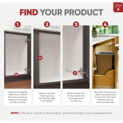 Rev-A-Shelf Single Pullout Trash Can 50 Qt w/ Soft-Close Slides, 4WCSC-1550DM-1