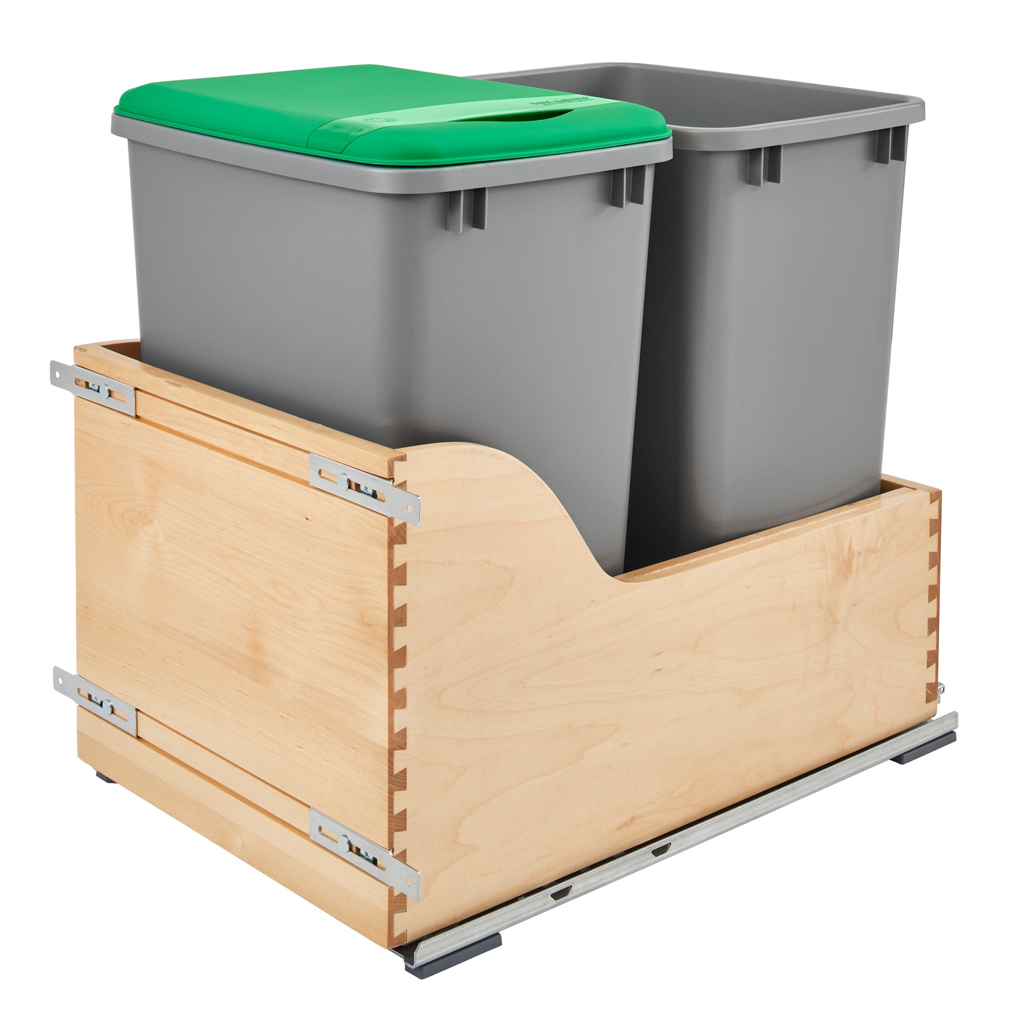 Rev-A-Shelf Double Pullout Trash Can 35 qt. w/ Soft-close, 4WCSC-1835DMND-2 - VMInnovations
