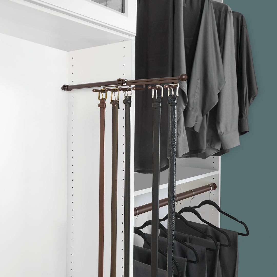 Rev-A-Shelf 14" Pullout Belt & Scarf Closet Organizer, Bronze, CBSR-14-ORB - VMInnovations