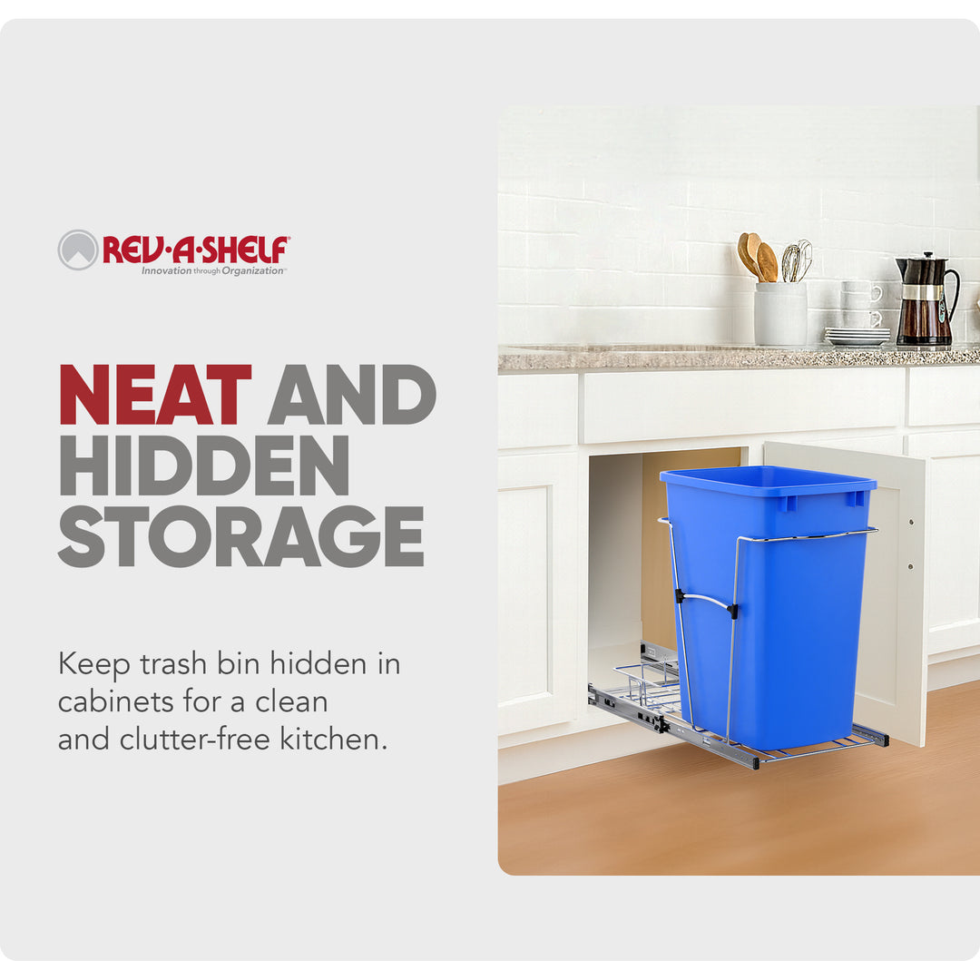 Rev-A-Shelf Pullout Trash Can 35 qt. for Kitchen Cabinets, Blue, RV-12KD-22C-S - VMInnovations