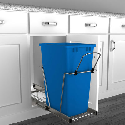 Rev-A-Shelf Pull Out Trash Can 35 Qt for Kitchen Cabinets, Blue, RV-12KD-22C-S