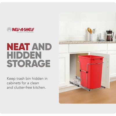 Rev-A-Shelf Pullout Trash Can 35 qt. for Kitchen Cabinets, Red, RV-12KD-16C-S