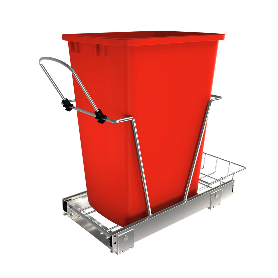 Rev-A-Shelf Pullout Trash Can 35 qt. for Kitchen Cabinets, Red, RV-12KD-16C-S