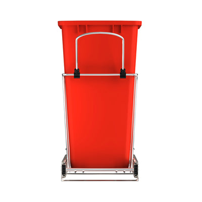Rev-A-Shelf Pull Out Trash Can 35 Qt for Kitchen Cabinets, Red, RV-12KD-16C-S