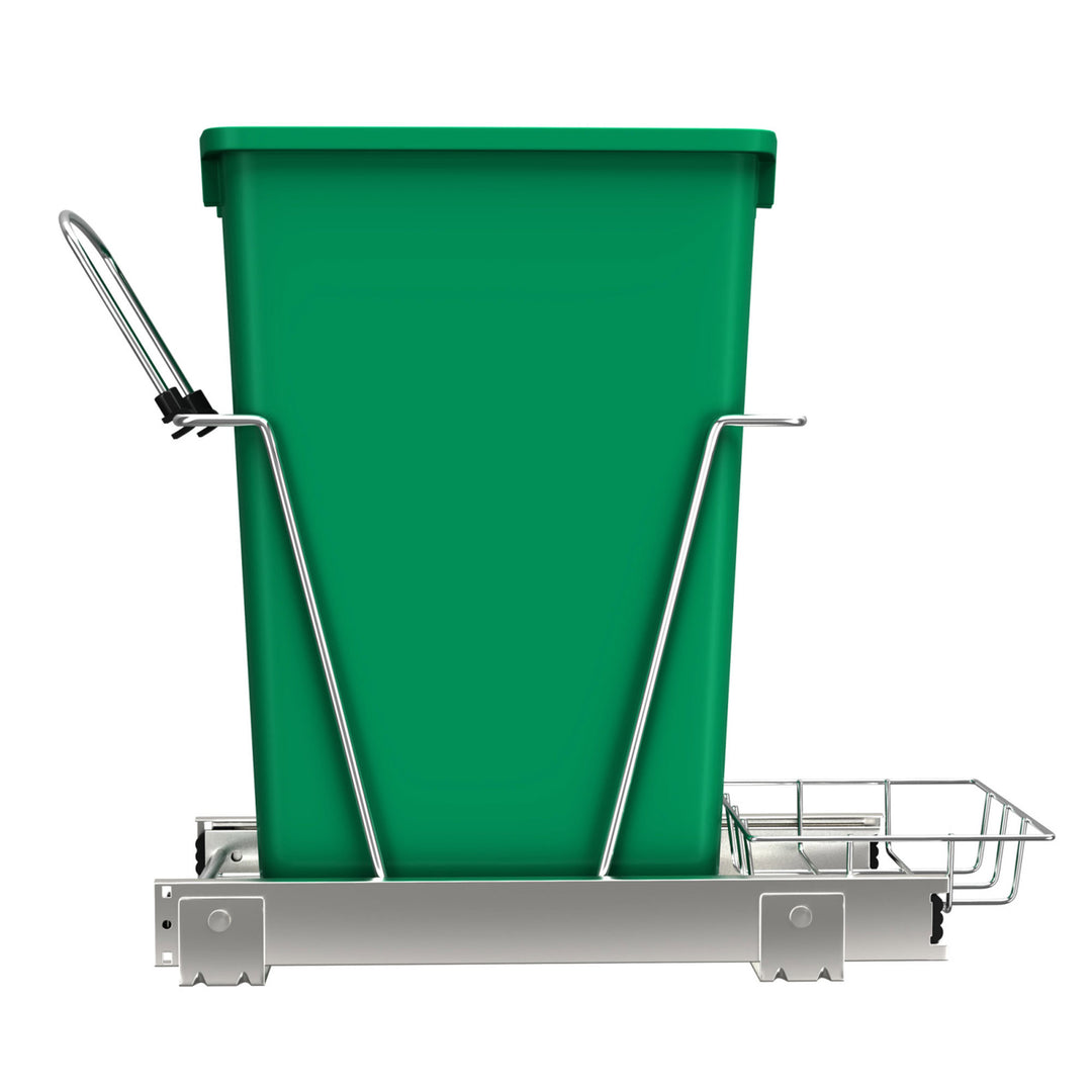 Rev-A-Shelf Pullout Trash Can 35 qt. for Kitchen Cabinets, Green, RV-12KD-19C-S