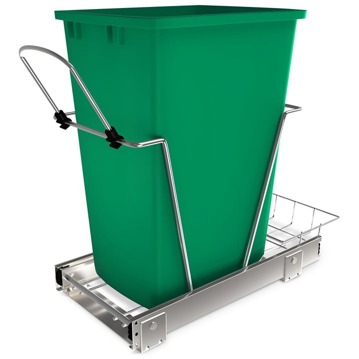 Rev-A-Shelf Pullout Trash Can 35 qt. for Kitchen Cabinets, Green, RV-12KD-19C-S