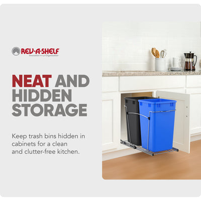 Rev-A-Shelf Double Pullout Trash Can 27 qt. for Kitchen, RV-15KD-2218C-S