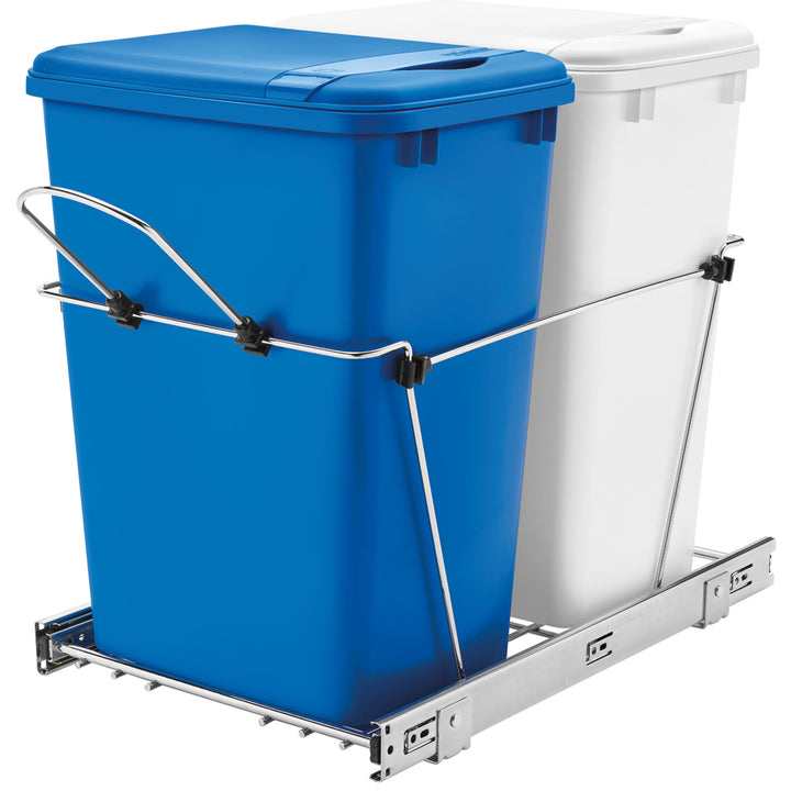 Rev-A-Shelf Double Pullout Trash Can 35 qt. for Kitchen, RV-18KD-11RC-S