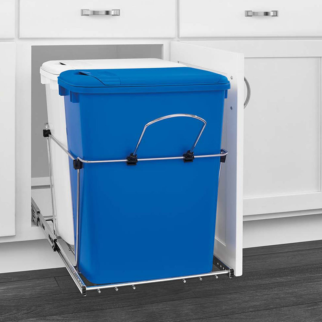 Rev-A-Shelf Double Pullout Trash Can 35 qt. for Kitchen, RV-18KD-11RC-S