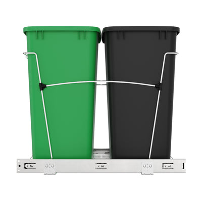 Rev-A-Shelf Double Pullout Trash Can 35 qt. for Kitchen, RV-18KD-1918C-S - VMInnovations