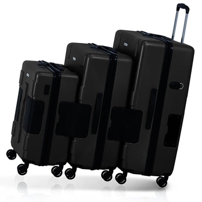 TACH 3Piece Hard Shell Rolling Travel Luggage Set w/ Wheels, Black (For Parts)