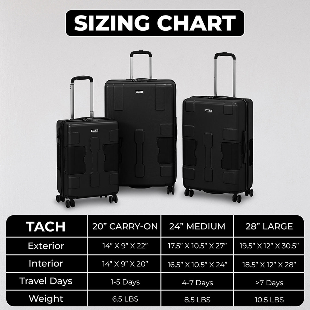 TACH V3 3 Piece Hard Shell Rolling Travel Suitcase Luggage Set w/ Wheels (Used) - VMInnovations