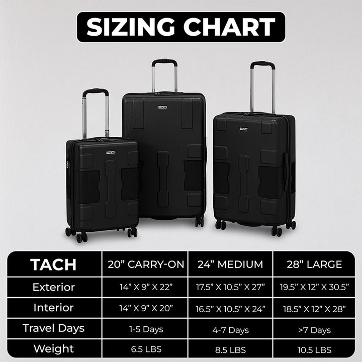 TACH V3 3 Piece Hard Shell Rolling Travel Suitcase Luggage Set w/ Wheels (Used) - VMInnovations