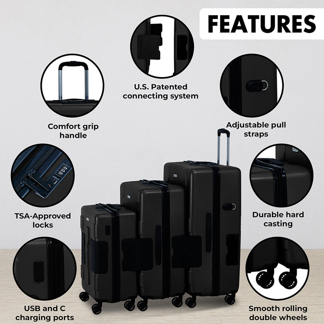 TACH V3 3 Piece Hard Shell Rolling Travel Suitcase Luggage Set w/ Wheels (Used) - VMInnovations