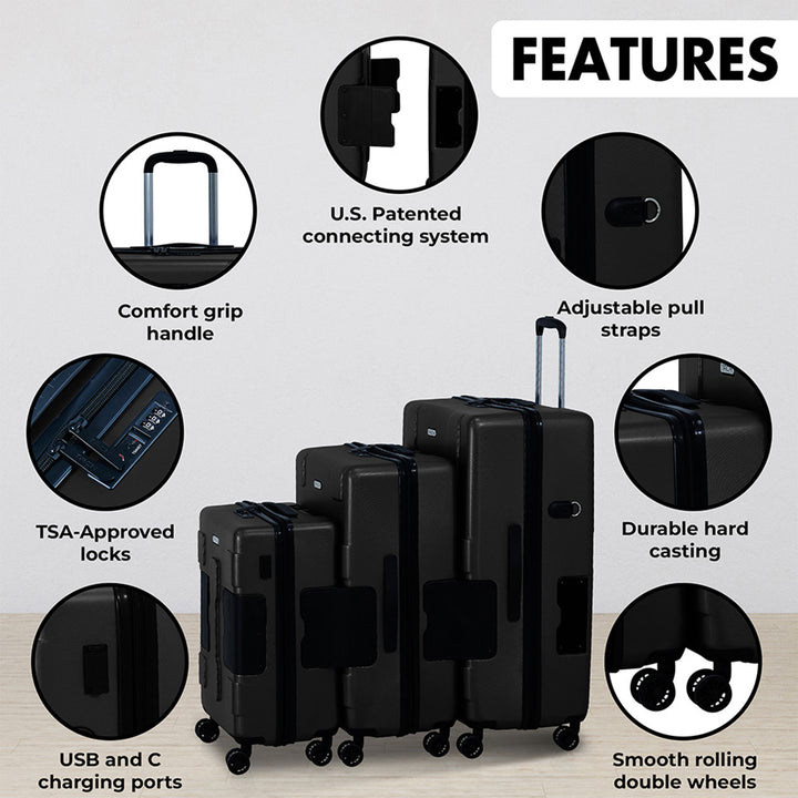 TACH V3 3 Piece Hard Shell Rolling Travel Suitcase Luggage Set w/ Wheels (Used) - VMInnovations