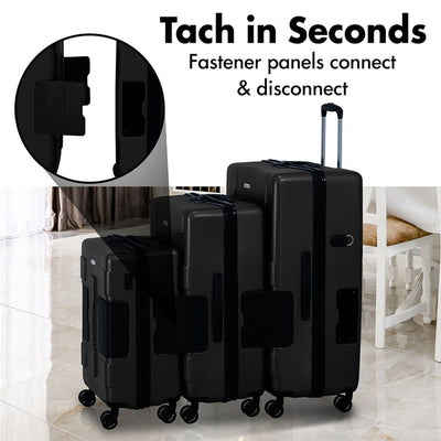TACH 3Piece Hard Shell Rolling Travel Luggage Set w/ Wheels, Black (For Parts) - VMInnovations