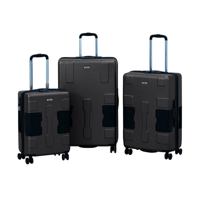 TACH V3 3 Piece Hard Shell Rolling Travel Luggage Set w/ Wheels, Black(Open Box) - VMInnovations