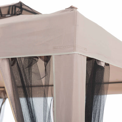 Sunjoy 10 x 10 Ft Hampton Soft Top Steel Gazebo w/ Netting, Brown (For Parts) - VMInnovations