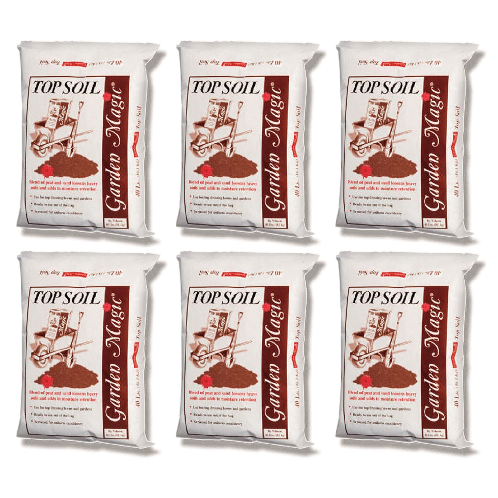 Michigan Peat Garden Magic Organic Planting Potting Soil, 40 Pound Bag (6 Pack) - VMInnovations