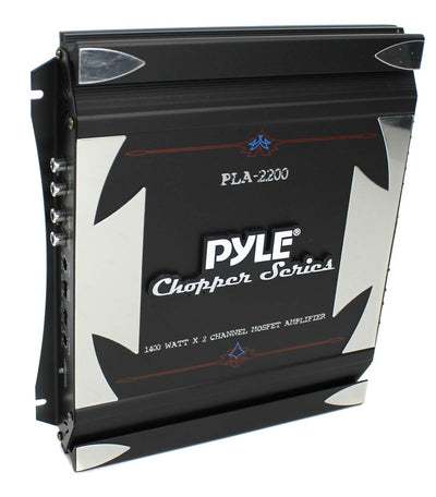 Pyle PLA2200 Bridgeable 2 Channel 1400 Watt Car Audio Mosfet Amplifier (2 Pack)