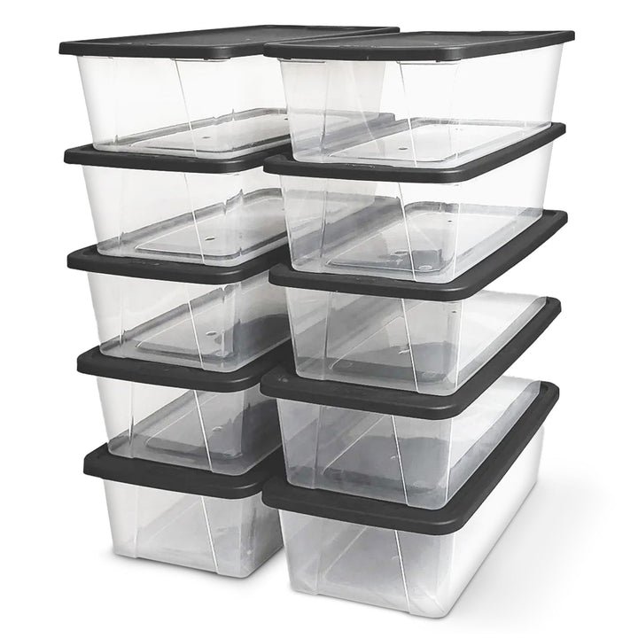 Homz Snaplock 6 Quart Clear Organizer Storage Container Bin with Lid (10 Pack)