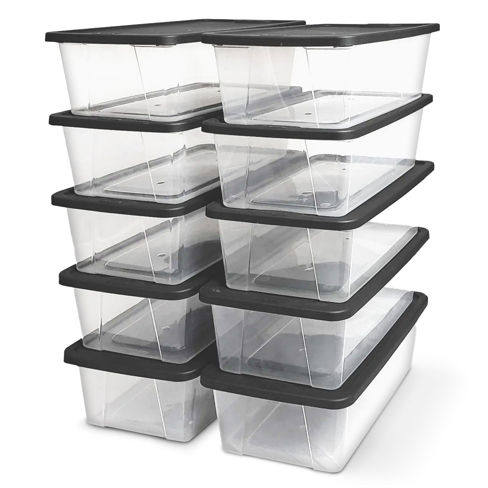 Homz Snaplock 6 Qt Clear Organizer Storage Container w/ Lid (10 Pack) (Open Box) - VMInnovations