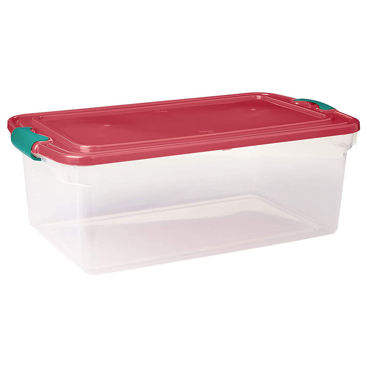 Homz 64 Qt Holiday Seasonal Decor Plastic Storage Bin with Latching Lid (Used)