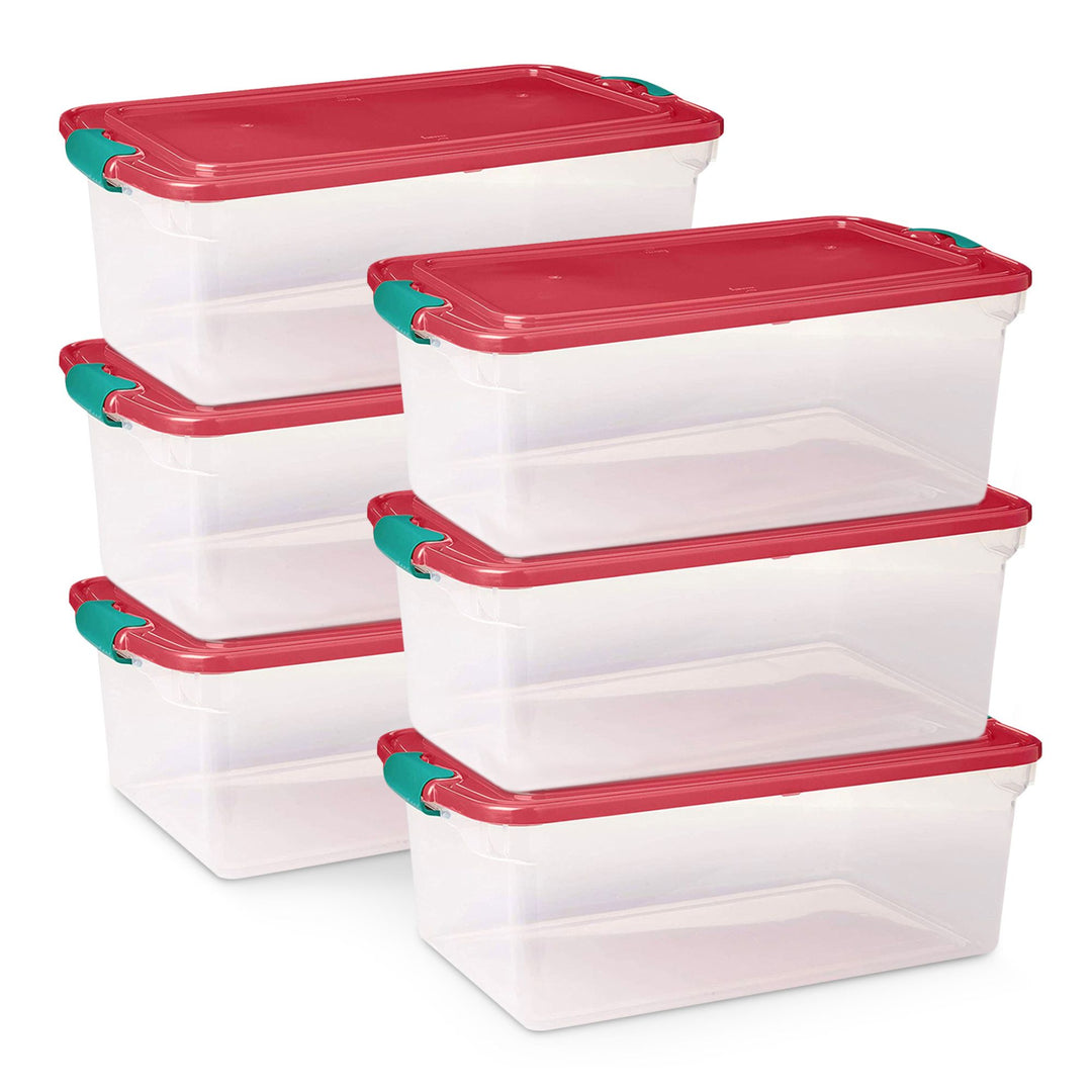 Homz 64 Qt Holiday Seasonal Decor Plastic Storage Bin with Latching Lid (Used)