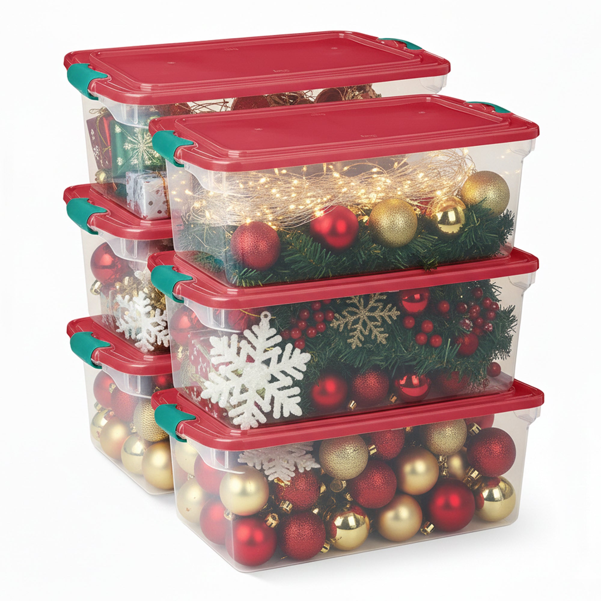 Homz 64 Qt Holiday Seasonal Decor Plastic Storage Bin with Latching Lid (Used) - VMInnovations
