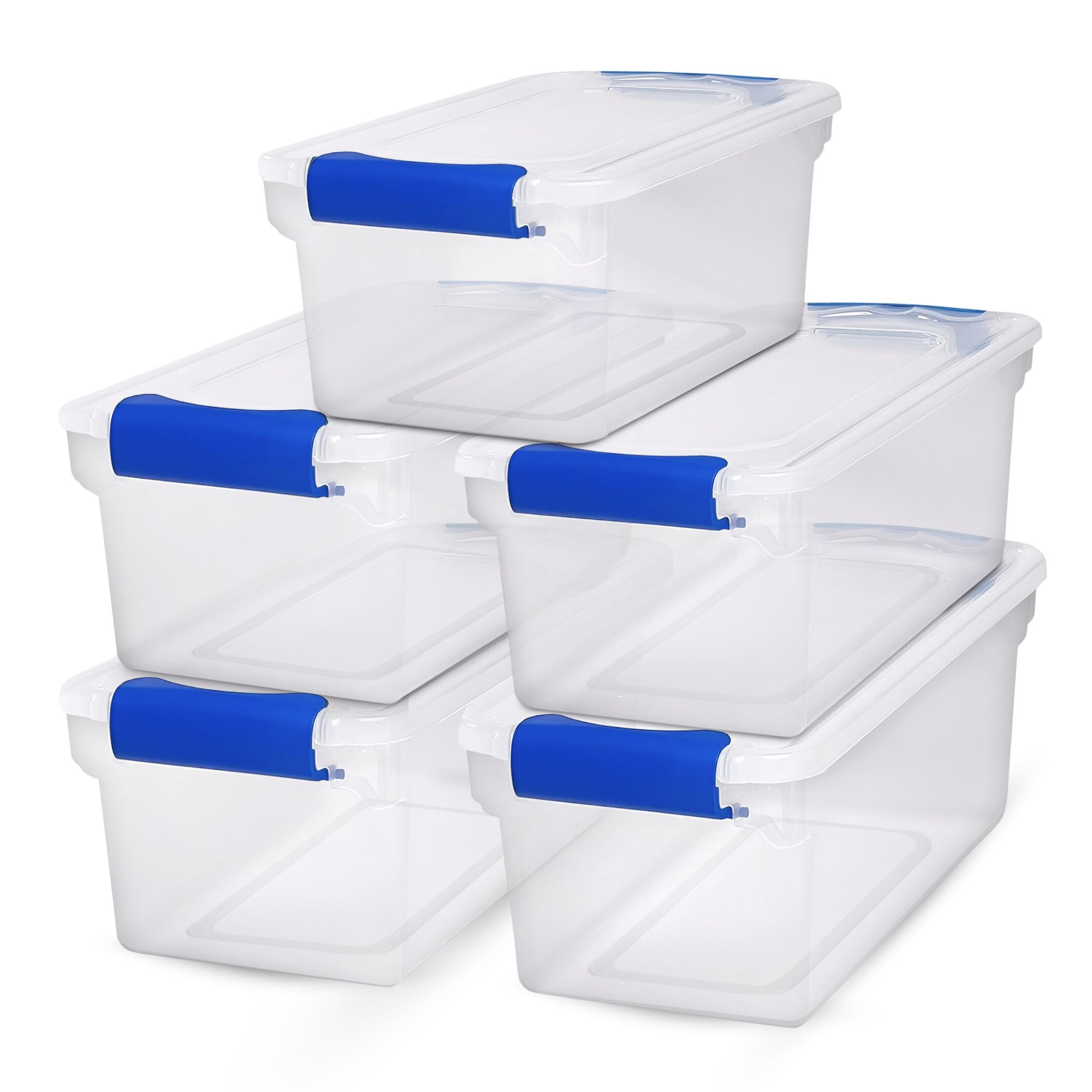 Homz 7.5 Qt Secure Clear Plastic Stackable Storage Container, 5 Pack (Open Box)
