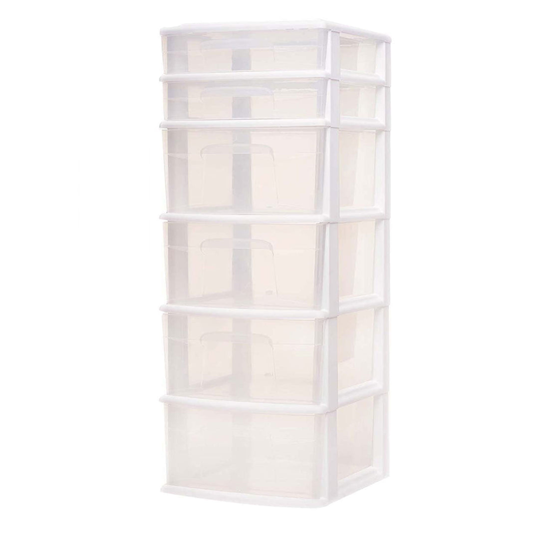 Homz Plastic 6 Clear Drawer Medium Home Storage Container Tower (Open Box)