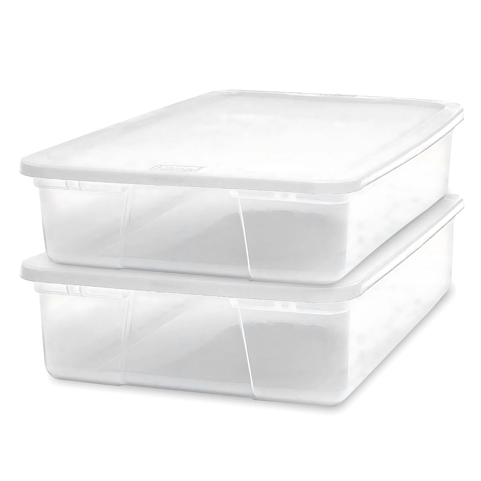 Homz 28 Qt Clear Plastic Storage Container Bin w/ Secure Lid, 2 Pack (Open Box) - VMInnovations