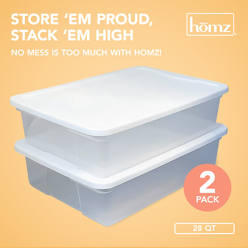 28 Qt Snaplock Plastic Storage Container Bin with Secure Lid, 2 Pack (Open Box)