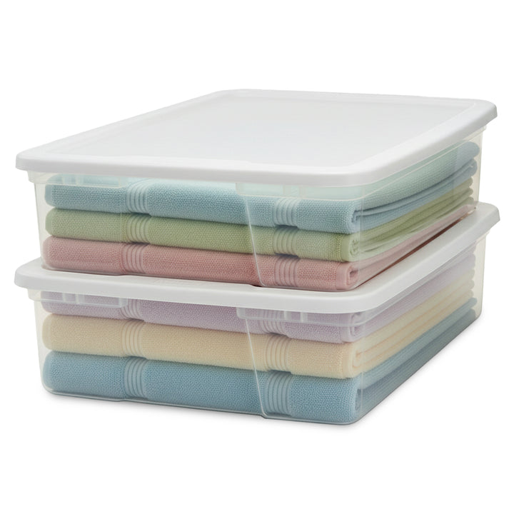 Homz 28 Qt Snaplock Clear Plastic Storage Container Bin with Secure Lid, 2 Pack