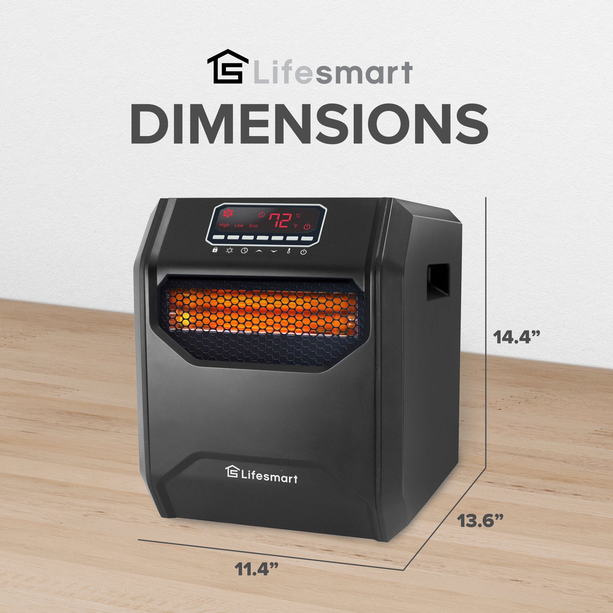 LifeSmart LifePro 1500W 6 Element Infrared Large Room Space Heater w/ Remote - VMInnovations
