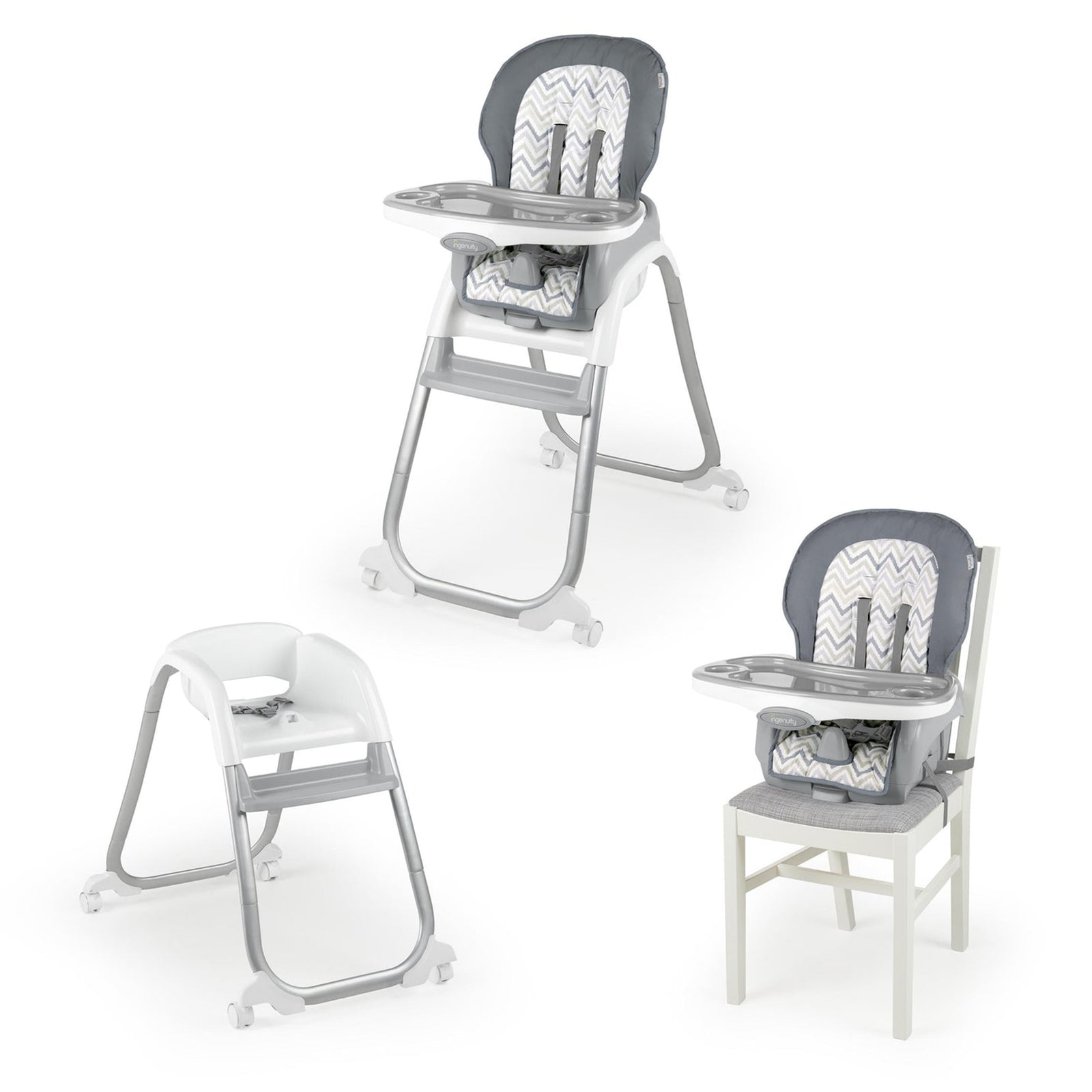 Ingenuity Trio Elite 3 in 1 Full Size Baby Toddler High Chair Booster, Braden - VMInnovations