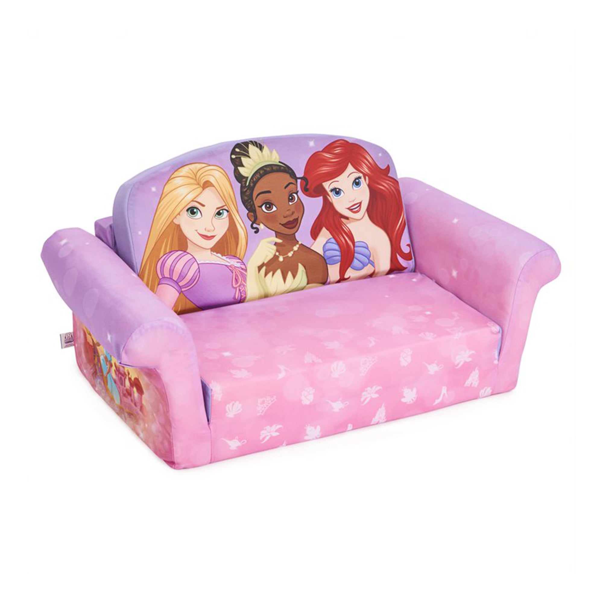 Marshmallow Furniture 2 Pack Kids 2-in-1 Flip Open Foam Sofa Bed,Disney Princess - VMInnovations