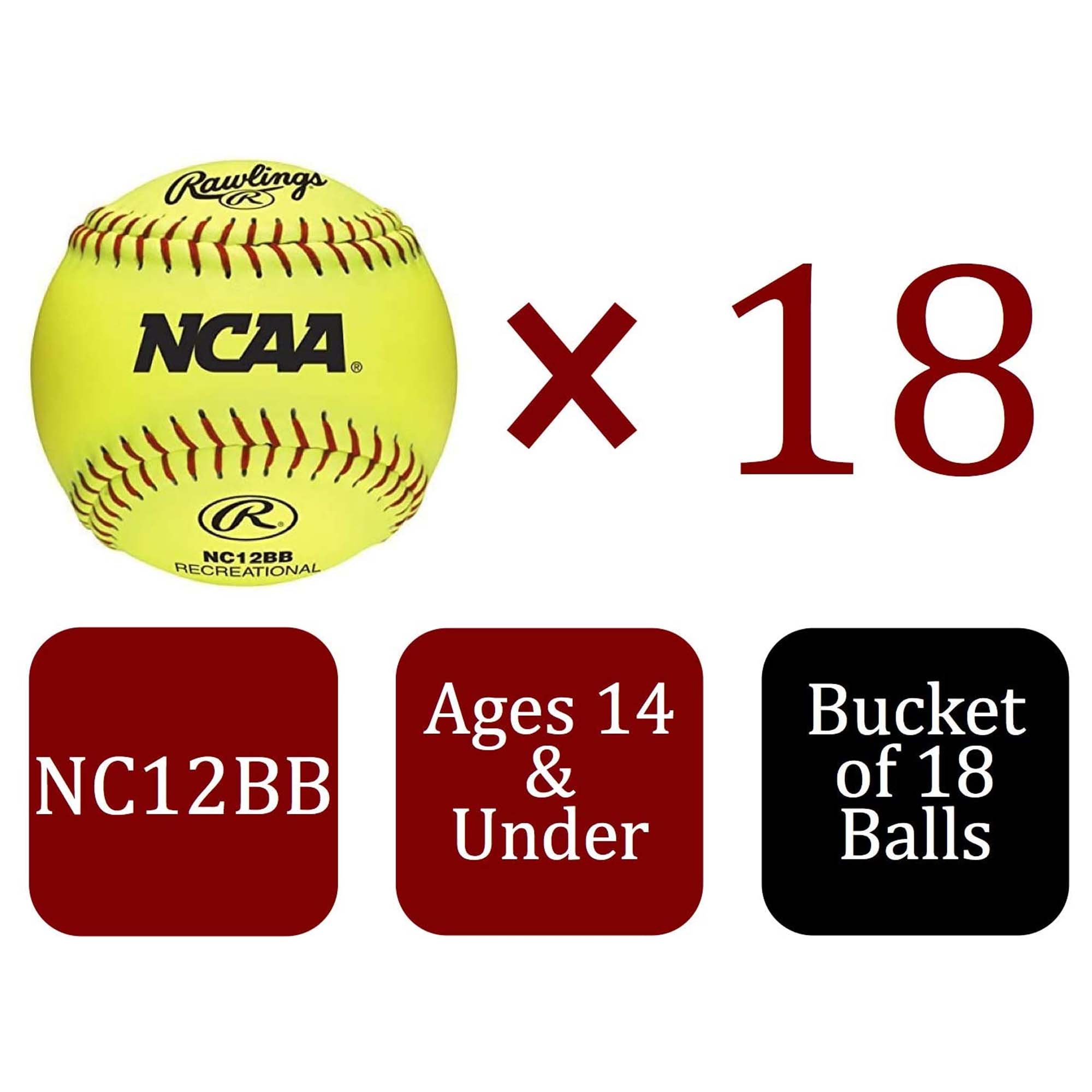 Rawlings 5 Gallon Sporting Goods Softball Bucket with 18 Cork Center Softballs