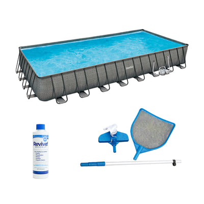 Summer Waves 24ft x 12ft x 52in Rectangle Above Ground Frame Swimming Pool Set