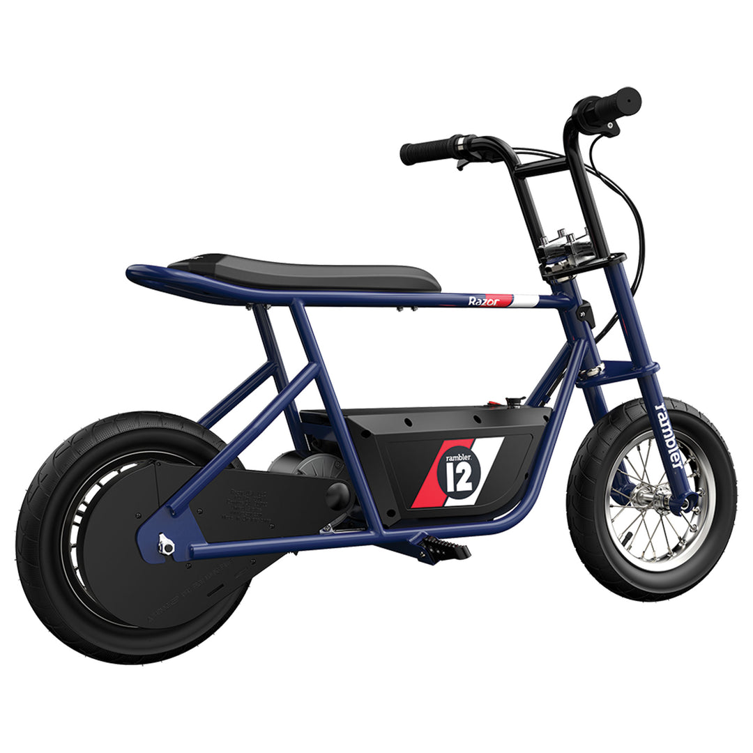 Razor Rambler 12 Electric Retro Minibike w/ 250W Motor & 24V Battery, Dark Blue