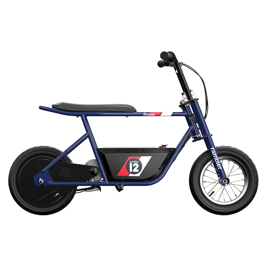 Razor Rambler 12 Electric Retro Minibike w/ 250W Motor & 24V Battery, Dark Blue