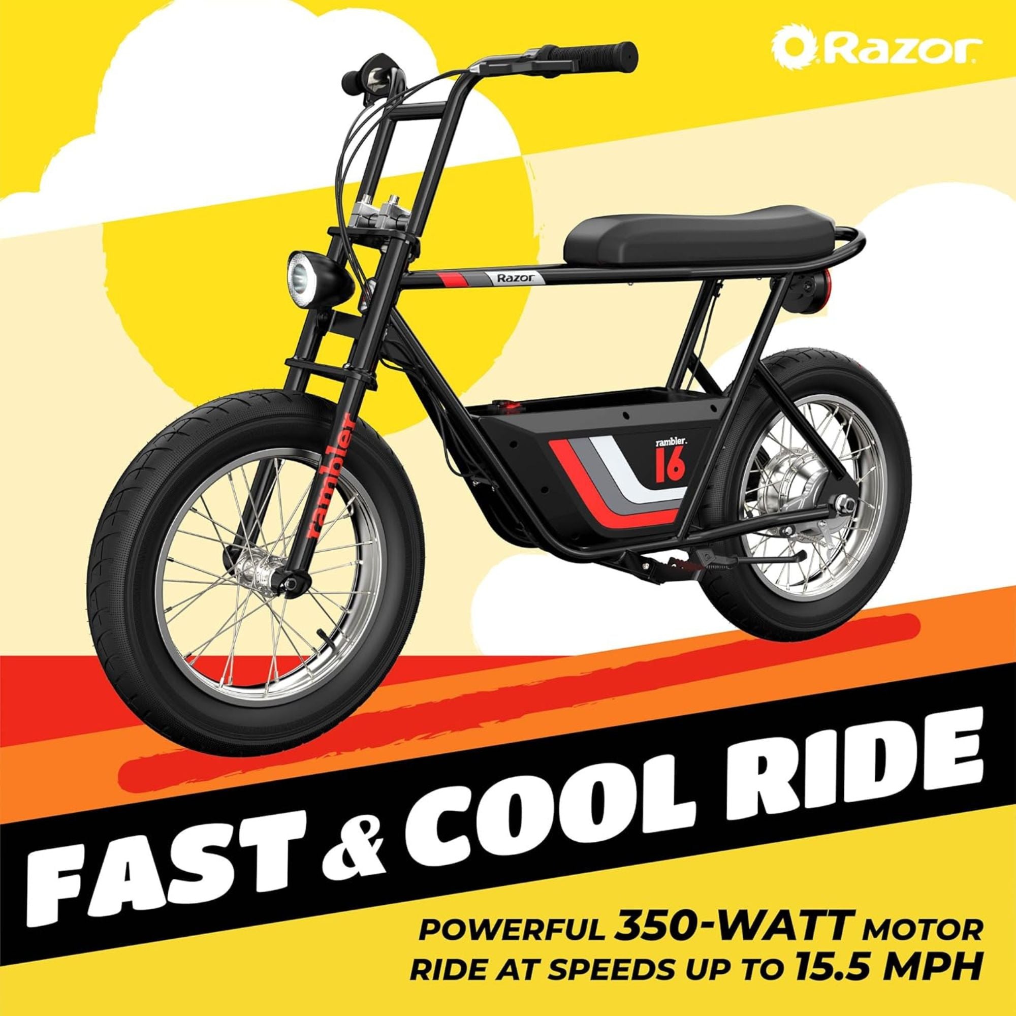 Razor Rambler 16 Electric Retro Minibike with 350W Motor & 36V Battery(Open Box)