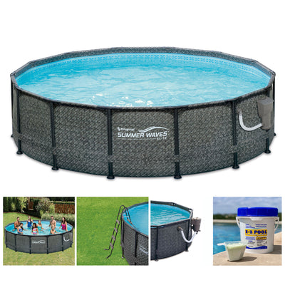 Summer Waves 14ft x 48in Outdoor Round Frame Above Ground Swimming Pool Set