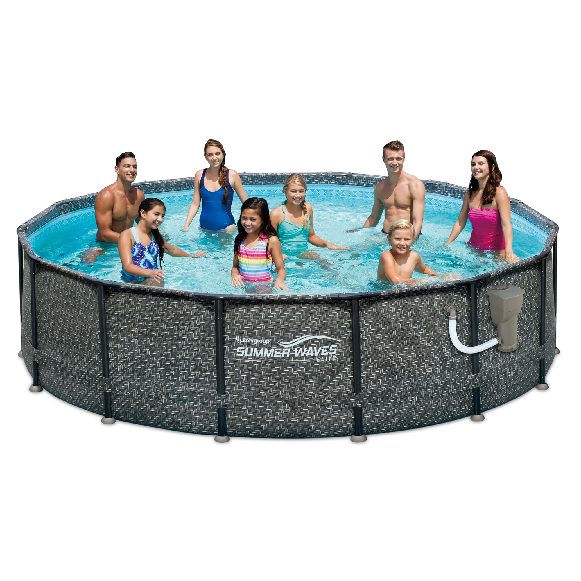 Summer Waves 14ft x 48in Outdoor Round Frame Above Ground Swimming Pool Set