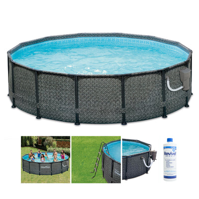 Summer Waves 14ft x 48in Outdoor Round Frame Above Ground Swimming Pool Set