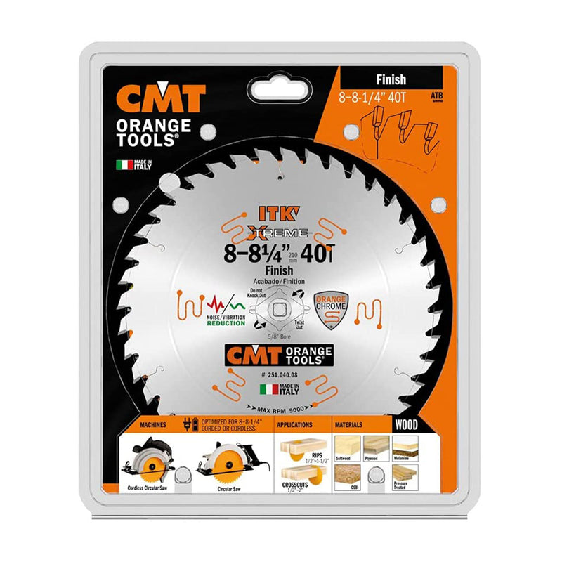 CMT USA 251.040.08 ITK 8.25 In 40 Tooth Industrial Finish Metal Grind Saw Blade
