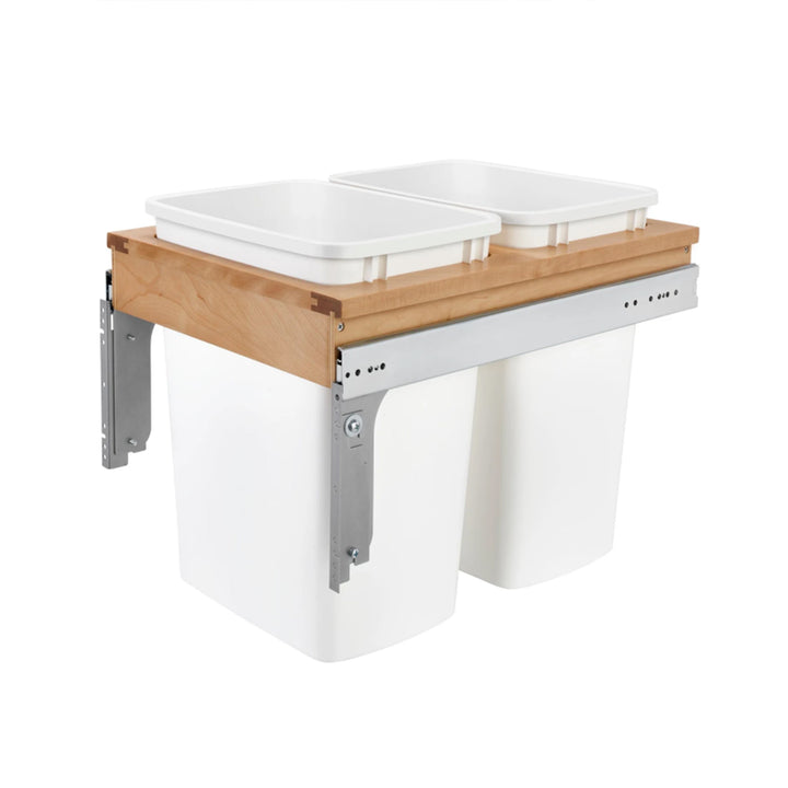 Rev-A-Shelf Double Pullout Top Mount Trash Can 35 qt., White, 4WCTM-18DM2-419-FL