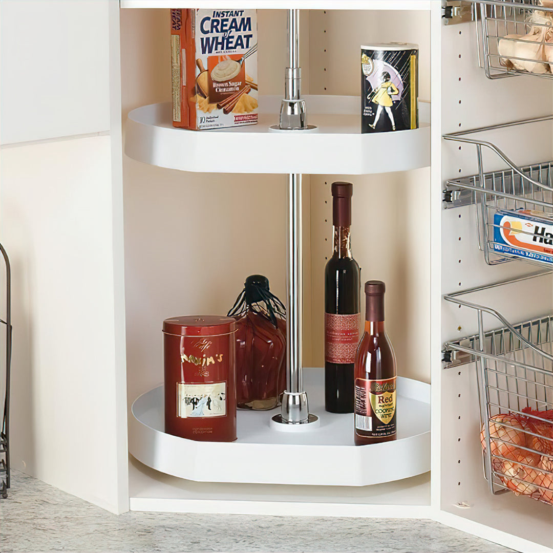 Rev-A-Shelf 20" Lazy Susan D-Shaped Cabinet Polymer Two-Tier, White, 7012-20-11-52